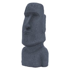 Sculpture statue Moai Tête de Rapa Nui gris aspect lave résine synthétique