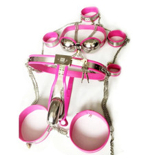 Ceinture De Chasteté Masculine BDSM Bondage Kit Collier Soutien-gorge Menottes