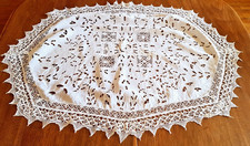 Nappe début XXe en lin brodé