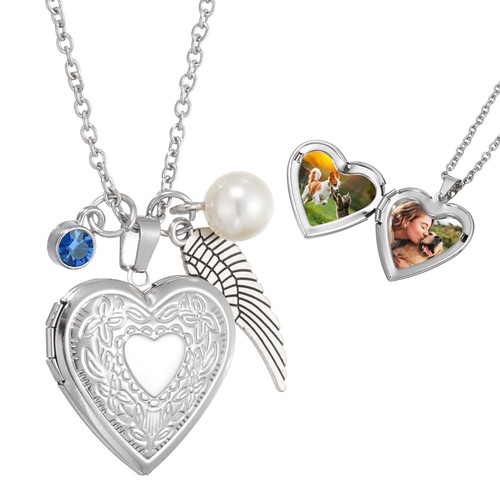 Collier cœur pendentif - , pierre