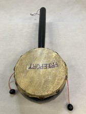 Vintage souvenir hand-held drum, also known as a pellet drum or rattle drum