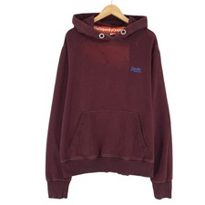 Hoodie Superdry À Capuche Pour Hommes Rouge Bourgogne En Coton Taille 2XL