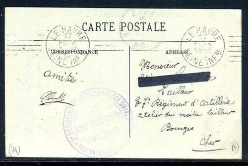 Cachet militaire sur - , carte