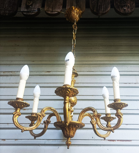 Ancien lustre bronze - ancien, feux