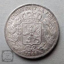 Pièce argent 5 Francs 1868 - Belgique - Léopold II