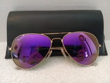 Ray Ban Aviator Sunglasses RB3025 Purple Mirror Lenses Gold Frame 58-14