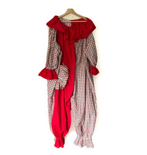 Vintage Handmade Clown Suit Adult Costume Big Pocket Red & Novelty Print