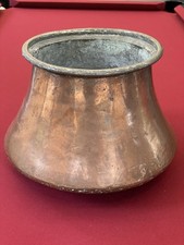 Large hammered copper cauldron for fireplace very old