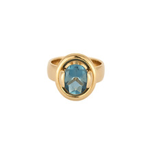 POIRAY - My Preference - Rose Gold and Blue Topaz London Ring - Rhodoli Garnet