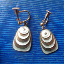 Boucles D'Oreilles En Argent Sterling Et Émail MODERNIST À Vis Ivar Holt Norvège