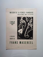 Frans Masereel Affiche Exposition 1958 Maison De La Pensée Française Exhibition 