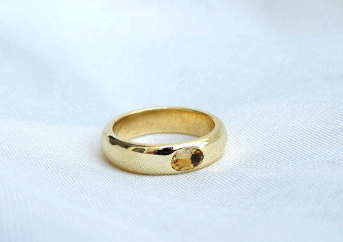 Bague chevalière citrine - chevalière,
