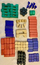 Vintage Building Blocks Set 120 Pieces Wood Educational Child. 60s
