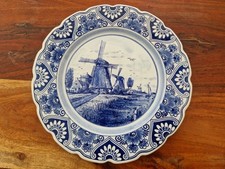 Delft Blue Earthenware Plate Decorated by a Mill Near a River