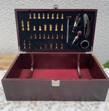 Wooden box set of chess + accessories wine sommelier wine cellar 35x19x11.5 cm "
