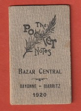 CARNET PUBLICITAIRE- THE POCKET NOTES - BAZAR CENTRAL -BAYONNE - BIARRITZ -1920