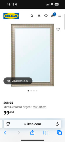 Miroir ikea argenté très bon - miroir,