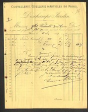 THOUARS (79) CUTLERY CHISELLERIE & ARTICLE DE PARIS "DESCHAMPS & JARDIN" 1877