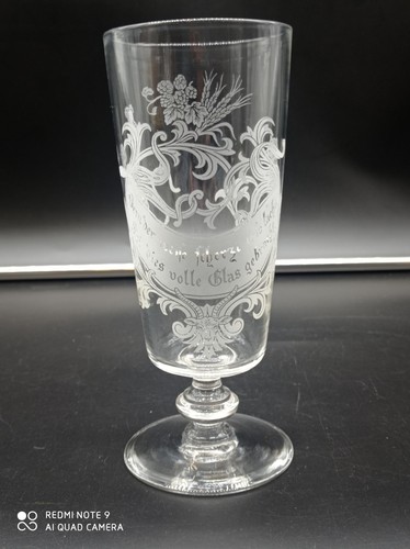 Ancien verre bière gravé - bière,