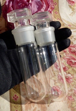 LOT 2 ANTIQUE GLASS TEST TUBES with CORKS circa 1900, vintage decoration