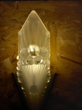 ART DECO SCHNEIDER BRASS AND GLASS WALL SCONCE