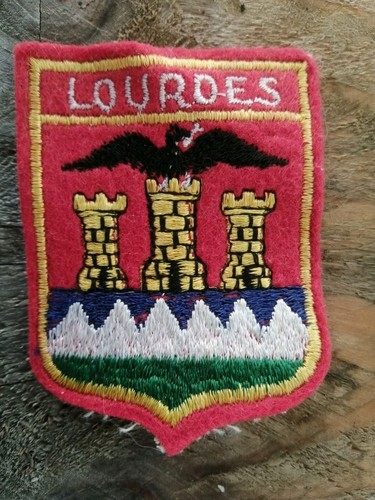 écusson ancien brodé lourdes - ancien,