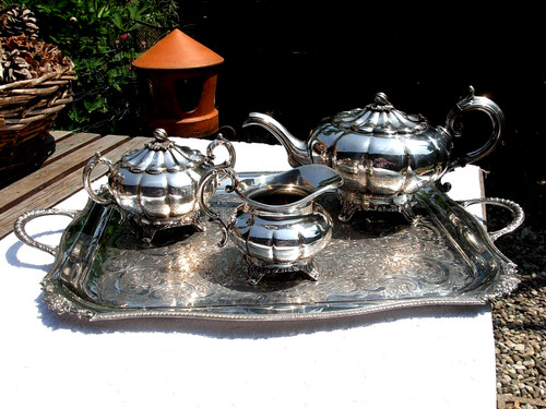 Service ancien métal argenté - ancien,