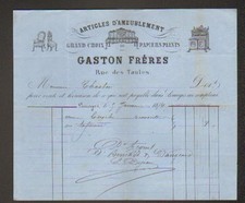 LIMOGES (87) FURNITURE, FURNITURE & WALLPAPERS ""GASTON Freres"" in 1874
