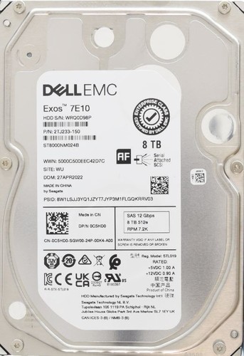 Disque dur dell 8tb 12gb - 8tb, 7.2k