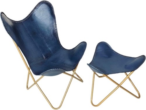 Fauteuil papillon cuir fait - fauteuil,
