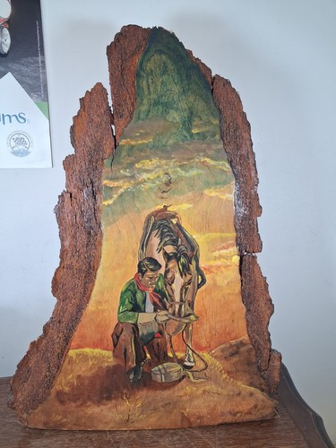 Vintage cork oak bark painting - cork,