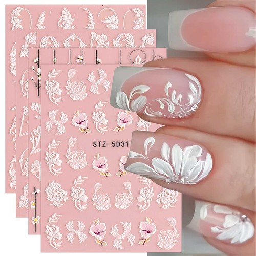Fleur stickers ongles nail - 3d,