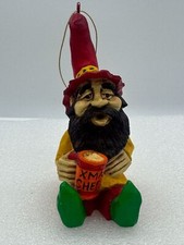 Vintage Steve Tunturi Whittlers Workshop Gnome Christmas Ornament Hand Carved 