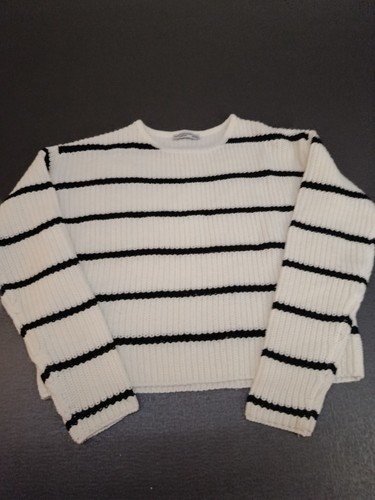 Pull blanc rayé noir - pull,