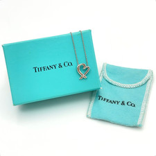 Auth Tiffany & Co. Paloma Picasso Loving Heart 1 Diamond Necklace W/Box BA090547