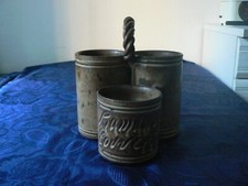 OLD CERAMIC CUTLERY COLLECTION FAIENCE TABLEWARE 1970 VINTAGE DECORATION