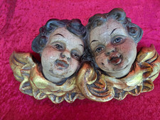 Paire De Putti, Anges, Belles Vieux Figurines En Bois, Putto, Bois Putti, 32CM