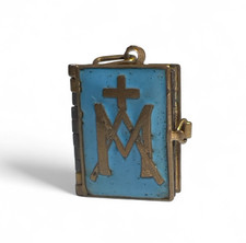 Antique Enameled Book Pendant LIFE OF JESUS CHRIST Devotion Religion Jewel Jewel