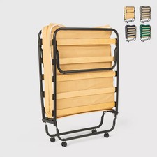 Lit pliant 80x180 à roulettes avec matelas et sommier à lattes Ares