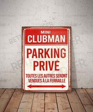 Plaque métal vintage Mini Clubman parking privé Enseigne Garage Déco Panneau