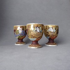 LOT de 3 COQUETIERS en porcelaine de SATSUMA JAPON