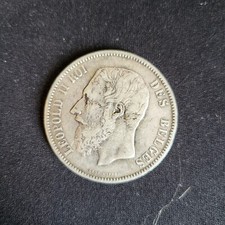 Belgique 5 Francs 1873 en Argent  Leopold II Roi des Belges