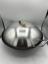 Commercial Aluminium Cookware WOK 14" No Stick Dbl Handles & Stainless Lid OHIO