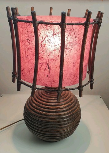 Lampe chevet bambou rotin - chevet,