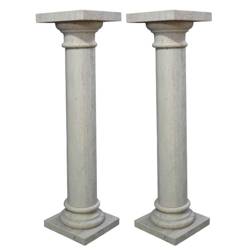 Pair travertine columns - of,