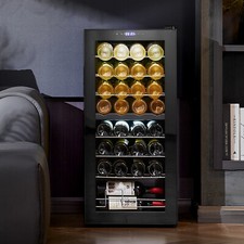 VEVOR Cave à Vin Réfrigérateur à Vin Autoportant Deux Zones pour 32 Bouteilles