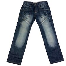 Kosmo Lupo Jeans Pants Mens 34 Blue Button Fly Embroidered