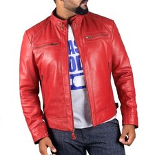 Veste En Cuir Rouge Pour Homme