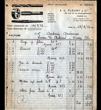 PARIS (XI°) TOOLS / DRILLS & TAPS CHUCKS "A.C. FLEURY & Cie" in 1922