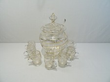 ANCIEN SERVICE A PUNCH COCKTAIL EN CRISTAL SOUFFLE ET DORE XIX EME SIECLE